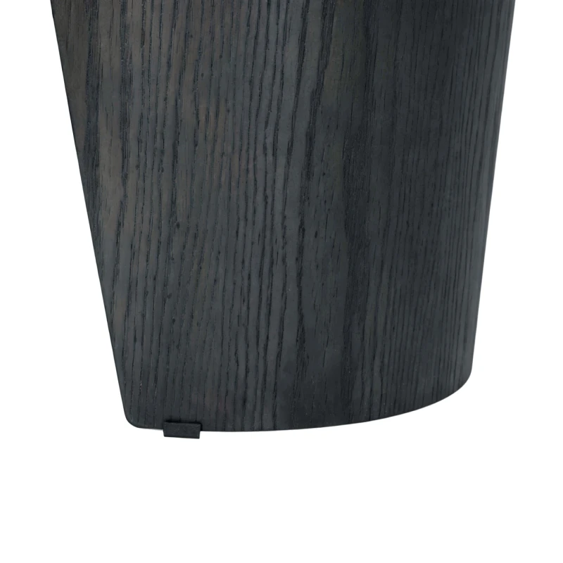 Dark wood-effect pedestal base of the Finsbury dining table