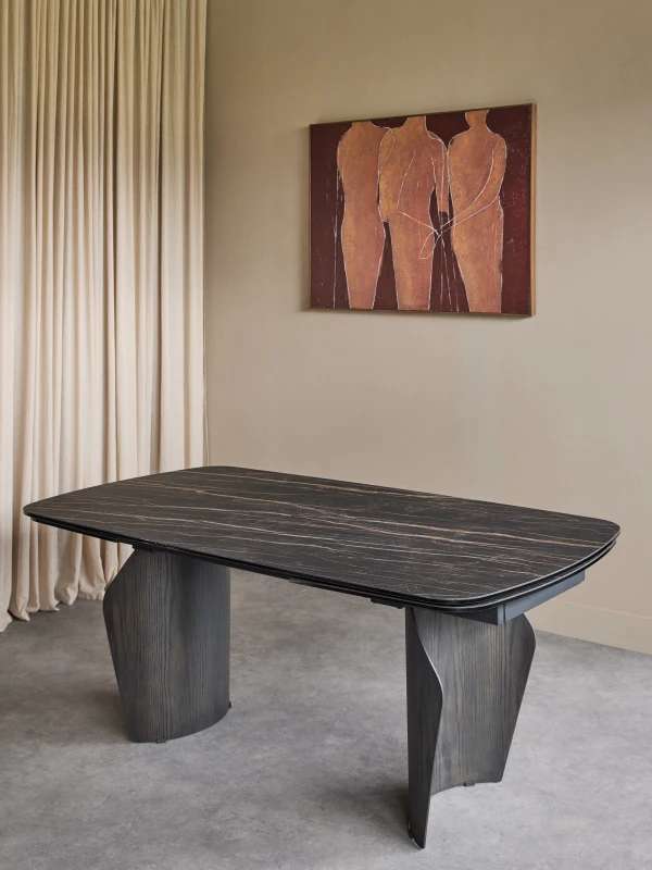 Finsbury ceramic dining table styled in a contemporary dining room