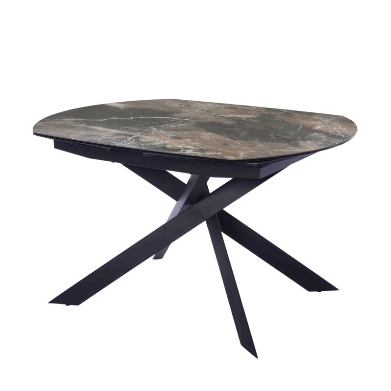 Thames 130cm ceramic dining table with a matt black base