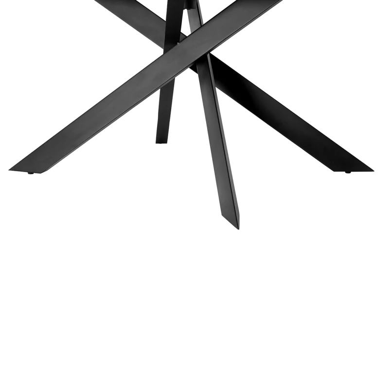 Intersecting matt black metal legs of the Thames dining table