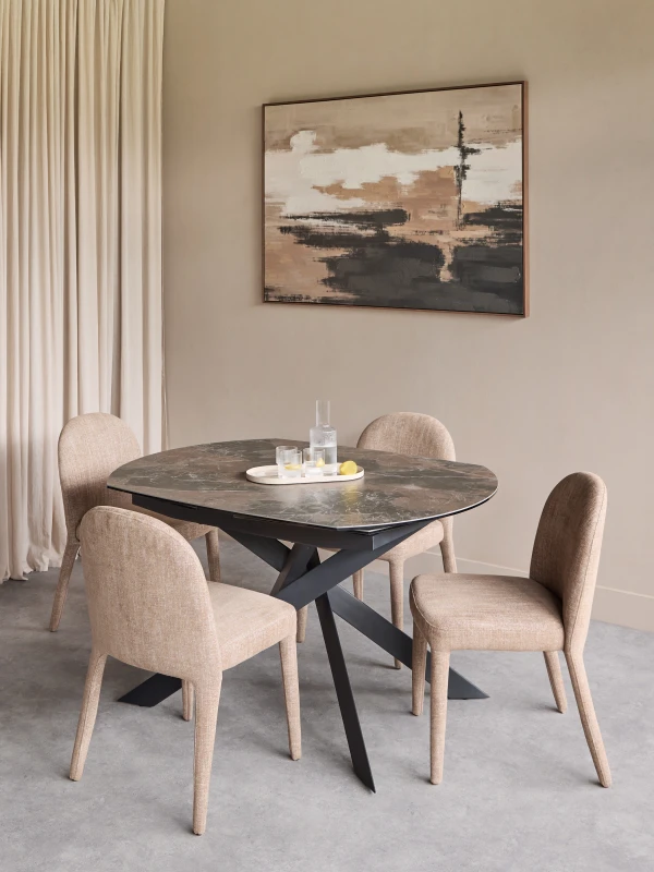 Thames 130cm ceramic dining table in a contemporary interior