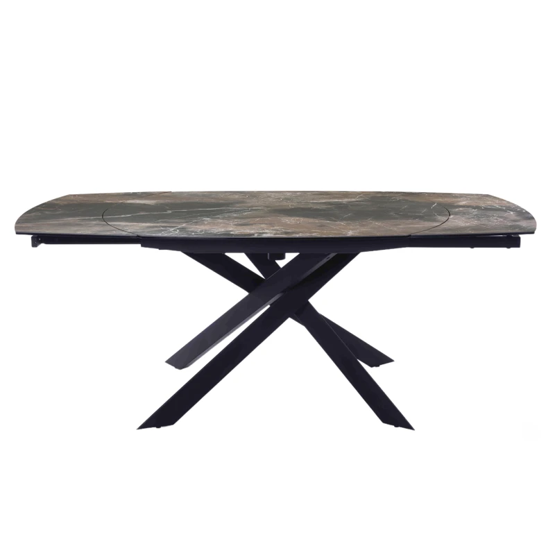 Thames 130cm ceramic dining table with a matt black base