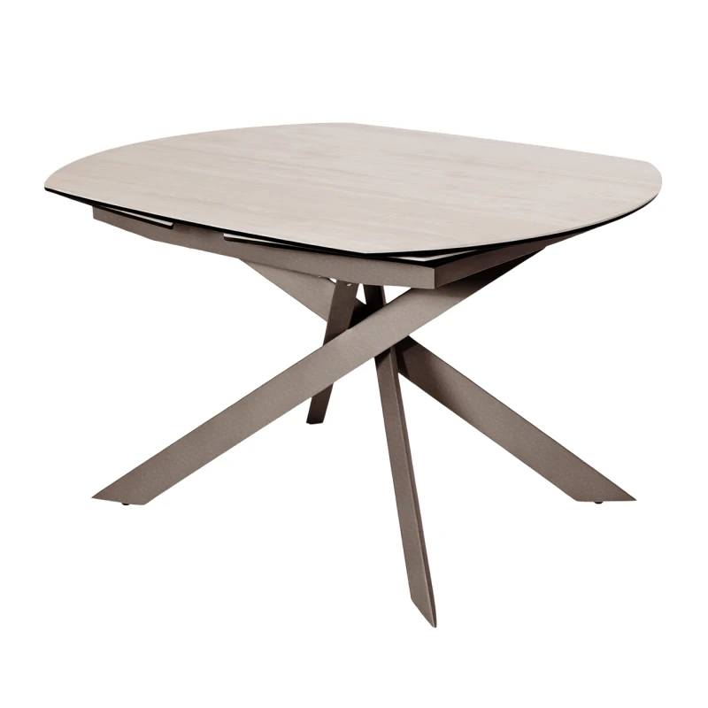 Thames 130cm light stone dining table with a grey metal base