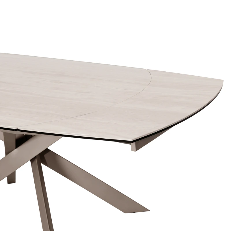 Light ceramic tabletop with subtle concrete-inspired shading