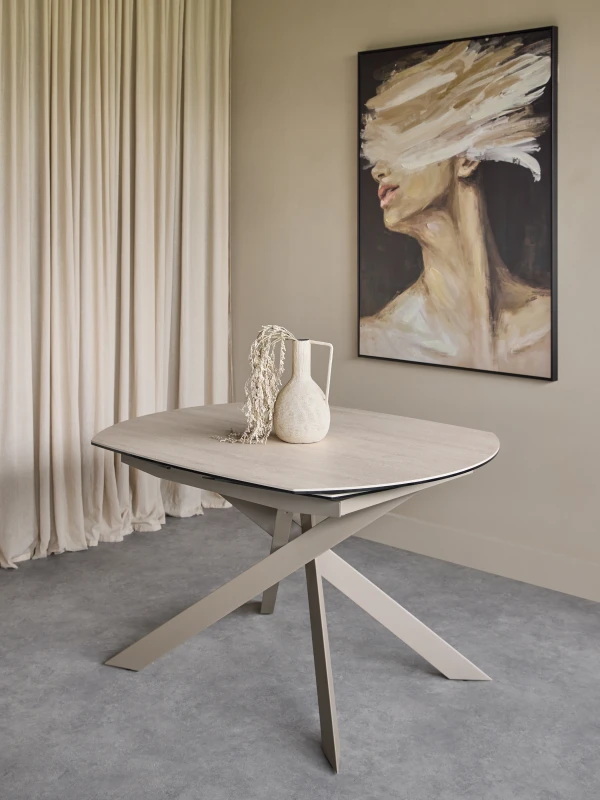 Thames light ceramic dining table in a neutral interior