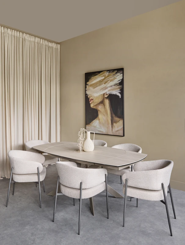 Thames light ceramic dining table in a neutral interior