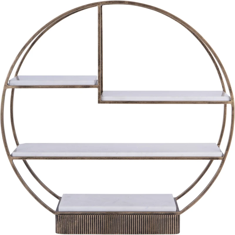 Circular aged gold buffet stand with staggered marble tiers