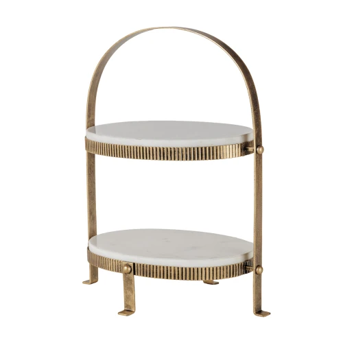 Primrose Two-Tier Marble Serving Stand 44.5cm – Antique Gold