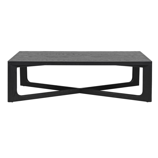 Noir black coffee table 140cm with geometric crossed base