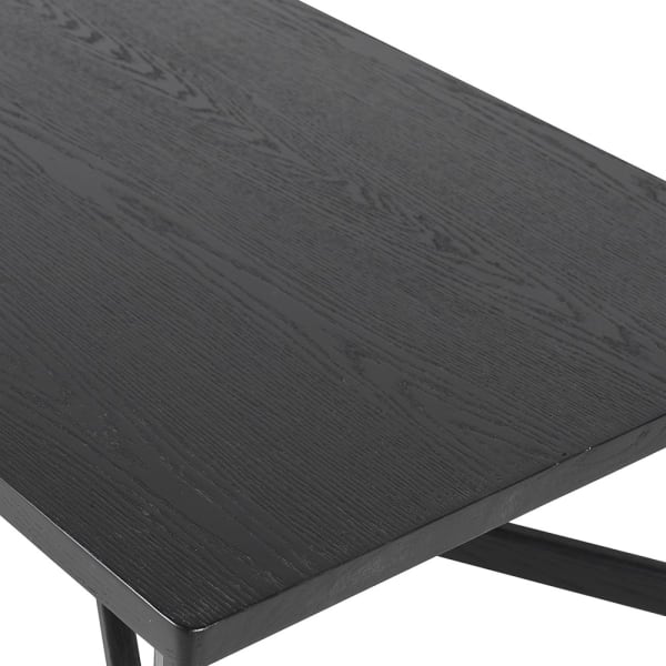 Noir black coffee table 140cm with geometric crossed base