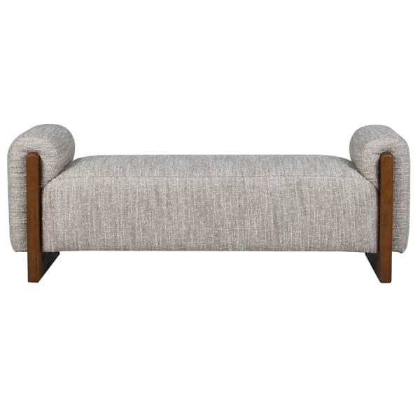 Bardem beige upholstered bench 150cm with wooden frame