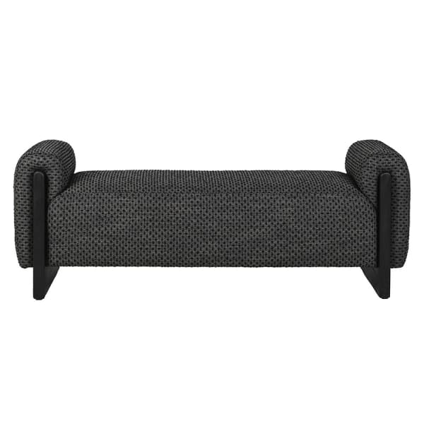 Ravena charcoal upholstered bench 150cm with black wooden frame