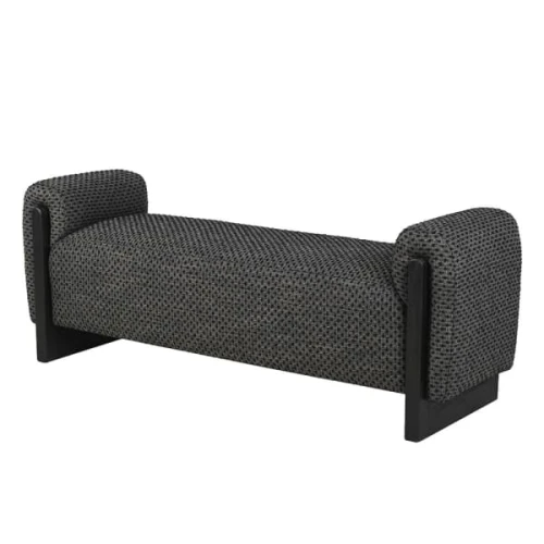 Ravena Charcoal Upholstered Bench 150cm – Black Wooden Frame