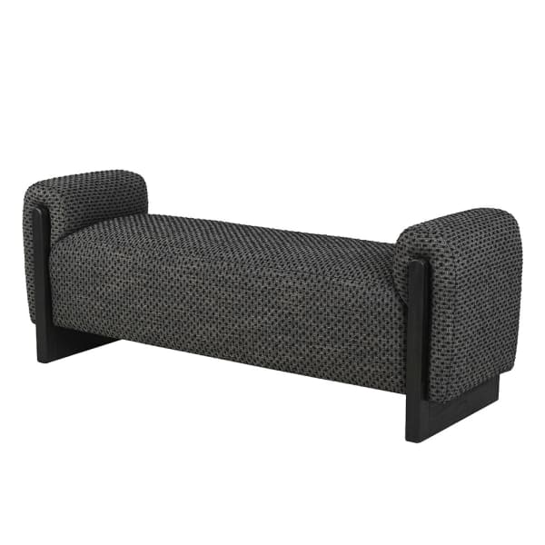 Ravena charcoal upholstered bench 150cm with black wooden frame