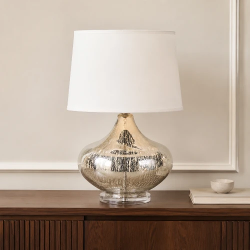 Albans II Mercury Glass Table Lamp - 60 cm White Shade