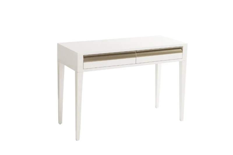 Chelsea white dressing table with two drawers and antique brass details
