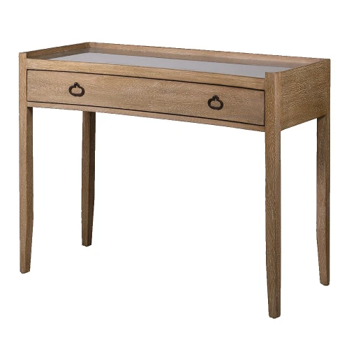 Kingham Single Rattan Dressing Table 120cm with Glass Top