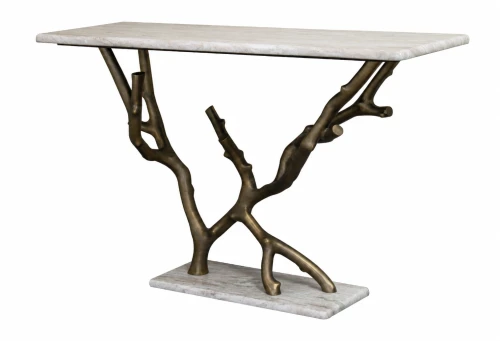Branch Marble Console Table 120cm – Antique Brass Base