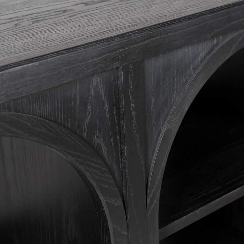 Elm black console table with visible wood grain