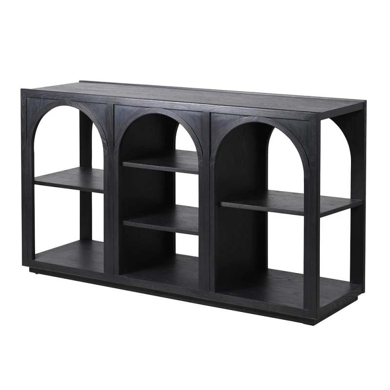 Arched black console table 148 cm in elm wood