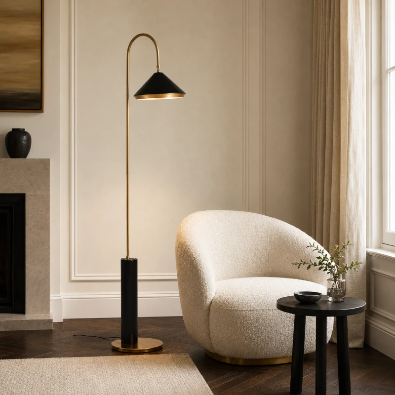 Mayfair Brass black and brass floor lamp 179cm