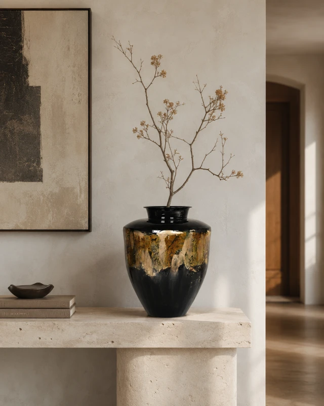 Black and gold statement vase