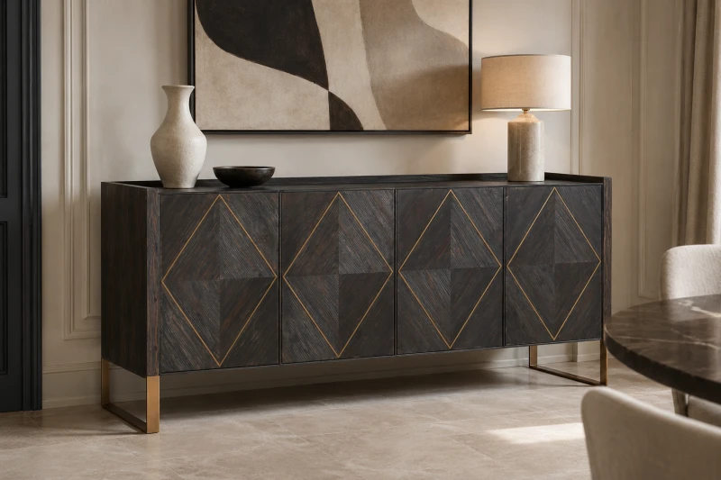 Finchley four-door wooden sideboard, 192cm wide
