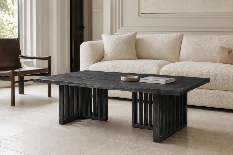 Bourne black fir wood coffee table 140 x 80cm