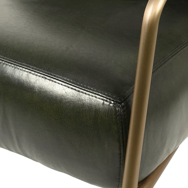 Leather lounge chair with a wide padded seat