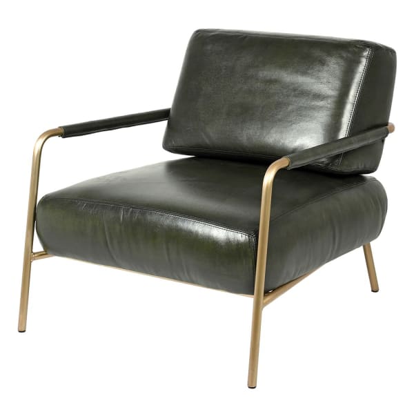 Enderby dark olive-green leather armchair