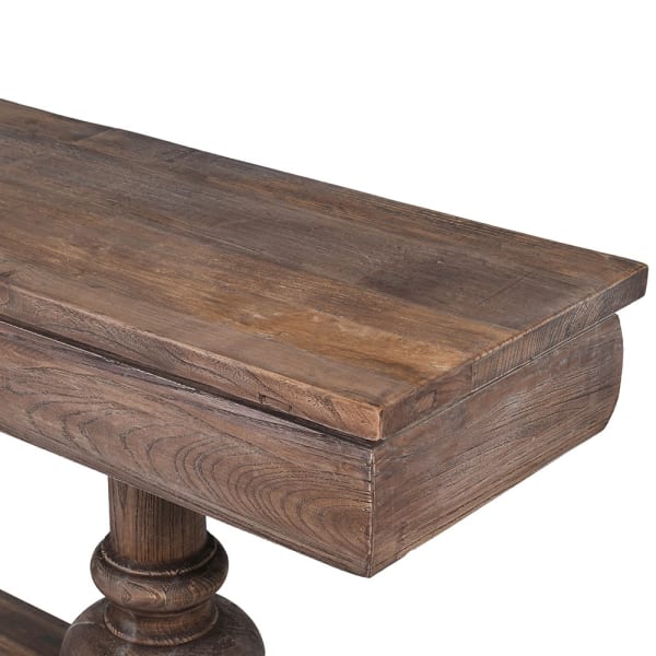 Reclaimed Elm console with decorative turned supports