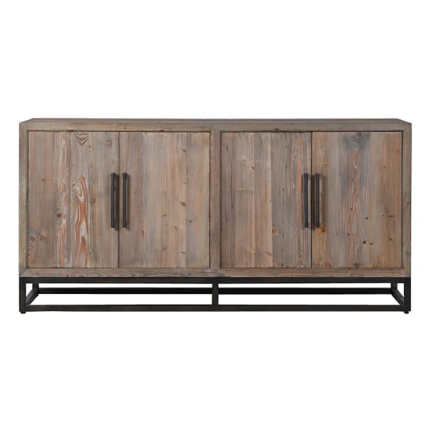 Portland reclaimed pine sideboard 180 cm with black iron base