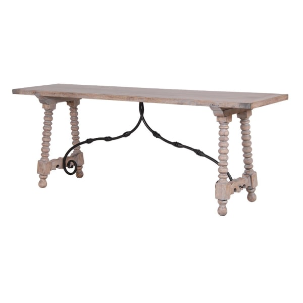 Imperium Iron acacia wood console table measuring 208.5 cm