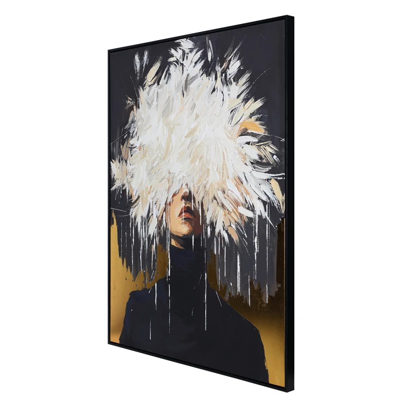Contemporary portrait with an ivory feathered plume