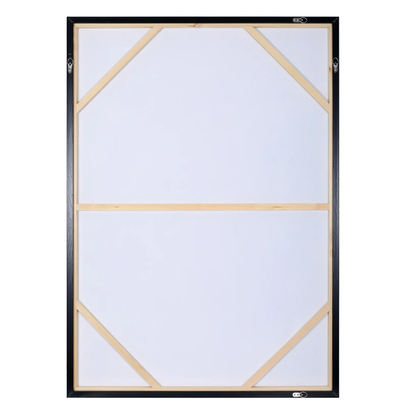 Large blue abstract wall art in a black frame