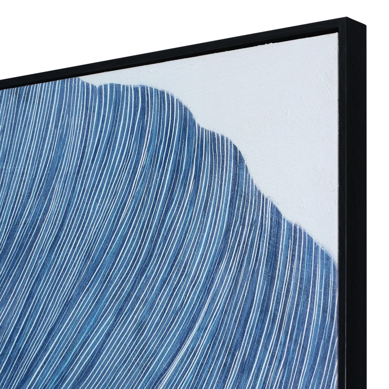Indigo and white textured canvas artwork