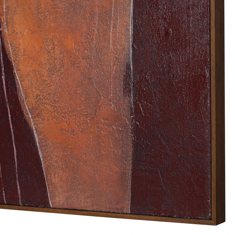 Terracotta and burgundy wall art with three figures