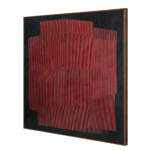 Red Vibes Textured Abstract Canvas 100 × 100 cm