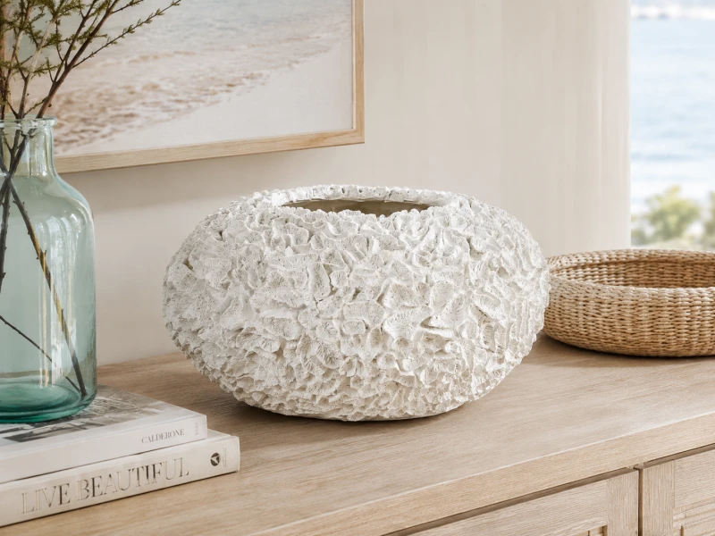 Coral White decorative bowl 48 cm with coral texture