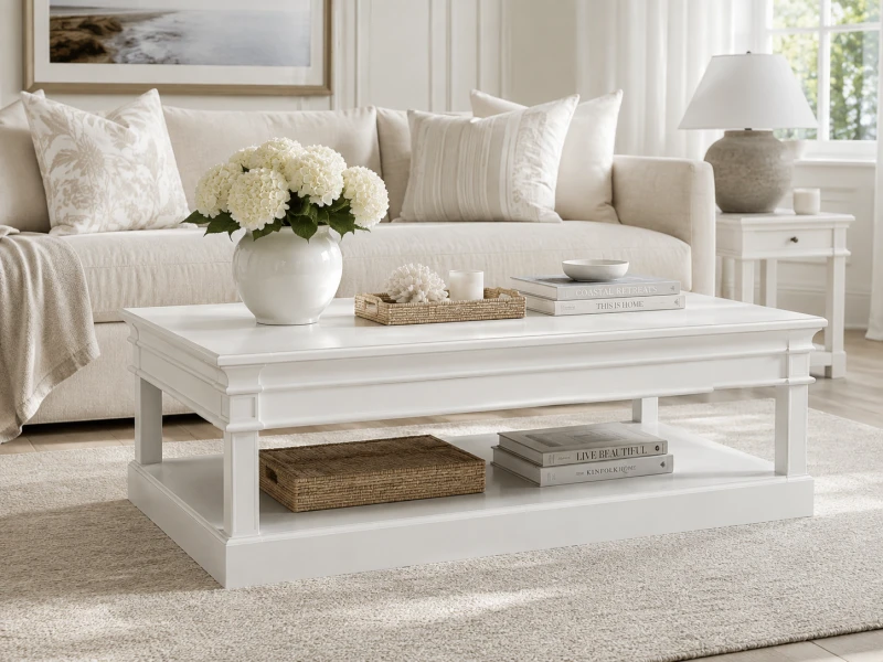 Large white coffee table for a living room