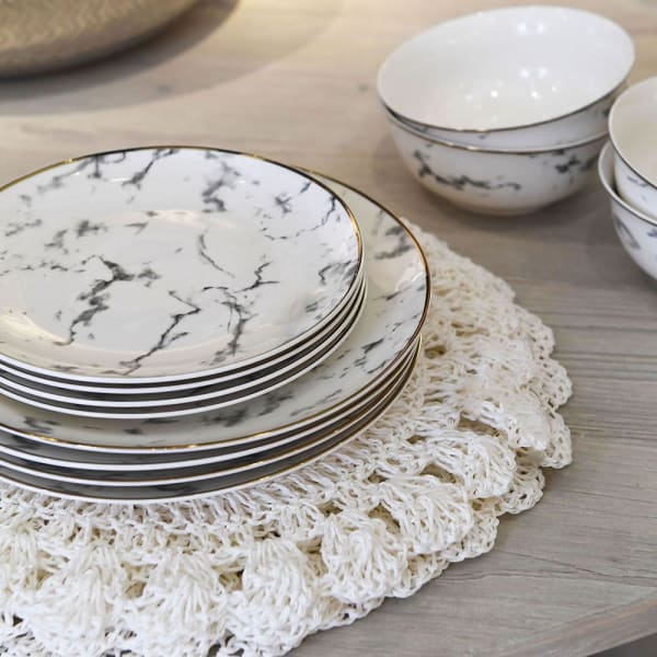 Marble 12-piece bone china dinner set for four