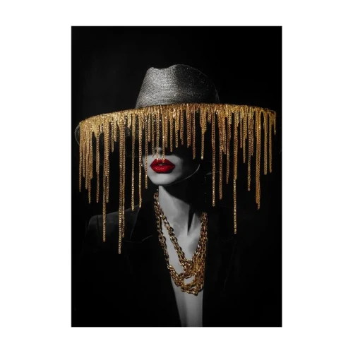 Slay Silver Canvas Wall Art 70 × 100 cm – Glamorous Fashion Portrait