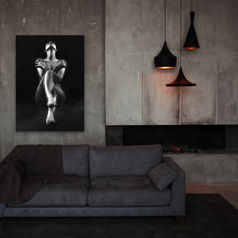 B&W Act Silver canvas wall art 70 × 100 cm