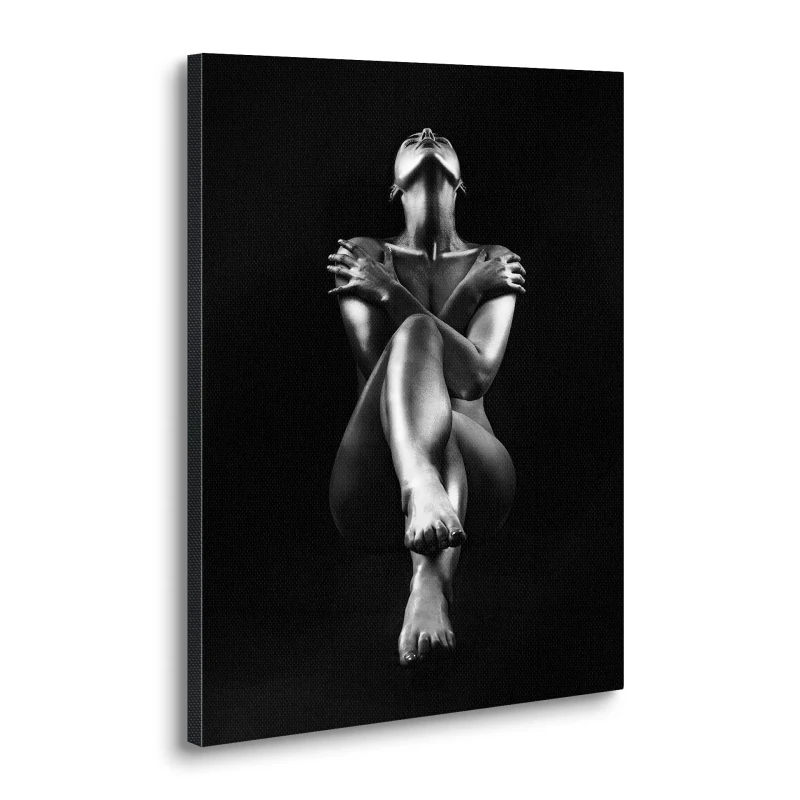 B&W Act Silver canvas wall art 70 × 100 cm