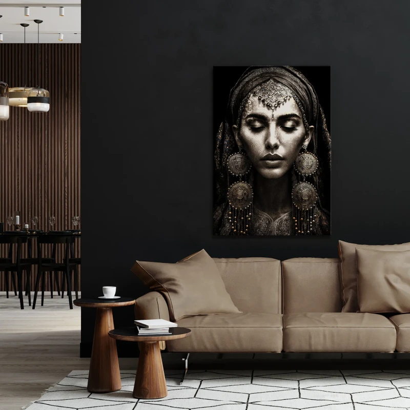 Black and silver portrait wall art for living room