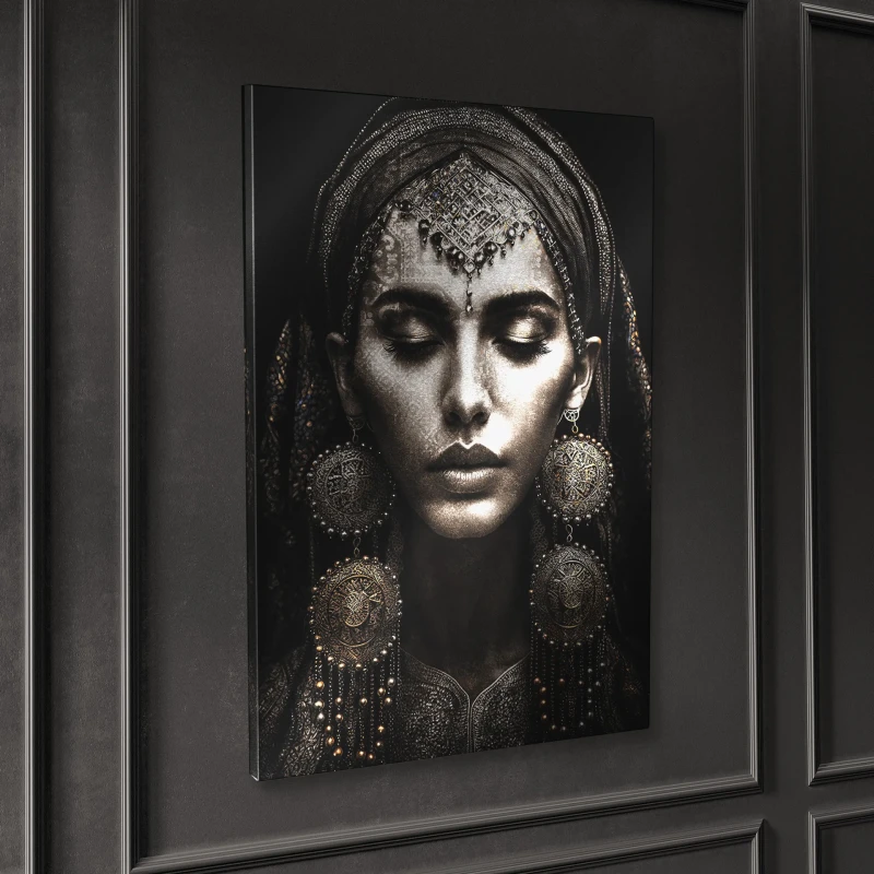 Large decorative wall art on silver canvas