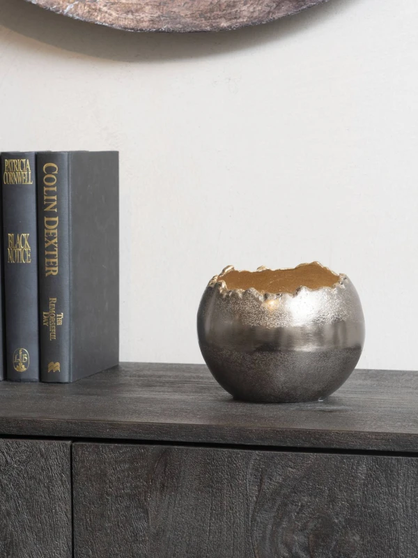 Small bronze decorative bowl with gold interior