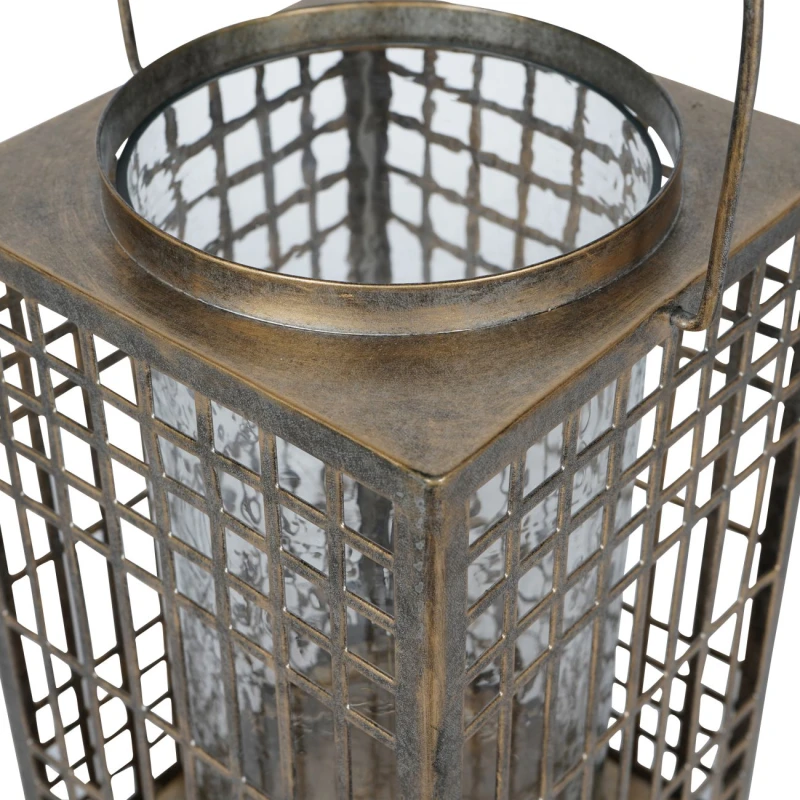 Metal candle lantern with tall handle