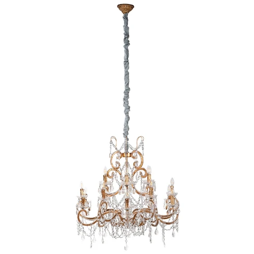 Cheval Large Ornate Chandelier 95 cm – Antique Gold Iron Frame with Clear Glass Drops