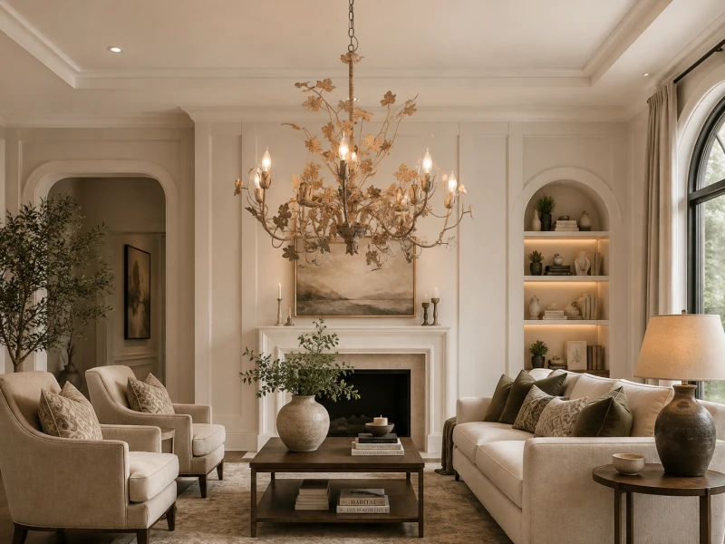 Large botanical chandelier for a living room